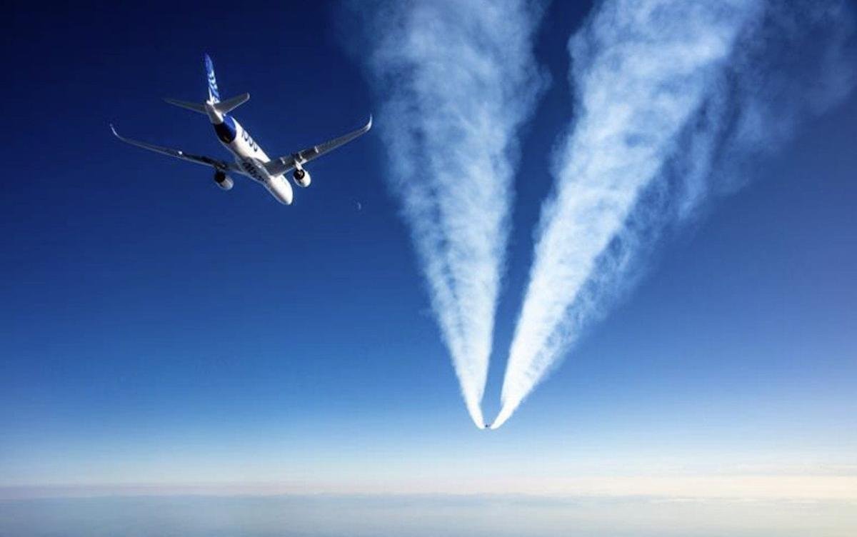 Virgin planes flying in V formation like geese